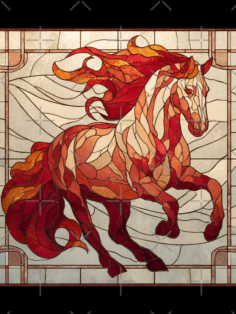 Stained Glass Inspired Lunar 2026 Red Fire Horse by GrinGalore