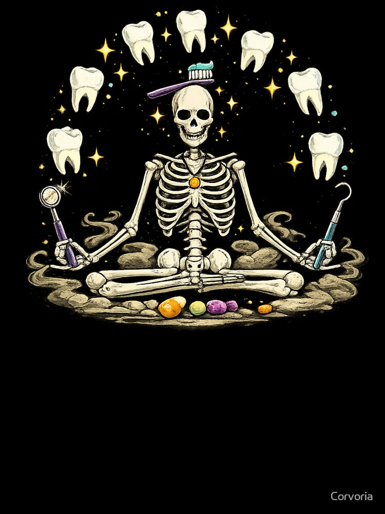 Dental Hygienist Skeleton Yoga Halloween Gift by Corvoria