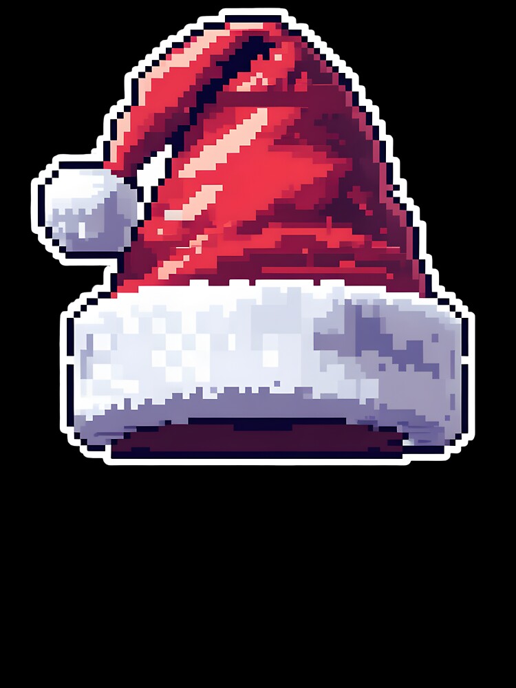 Cute Pixel Santa Hat with Fluffy Trim by BankMano