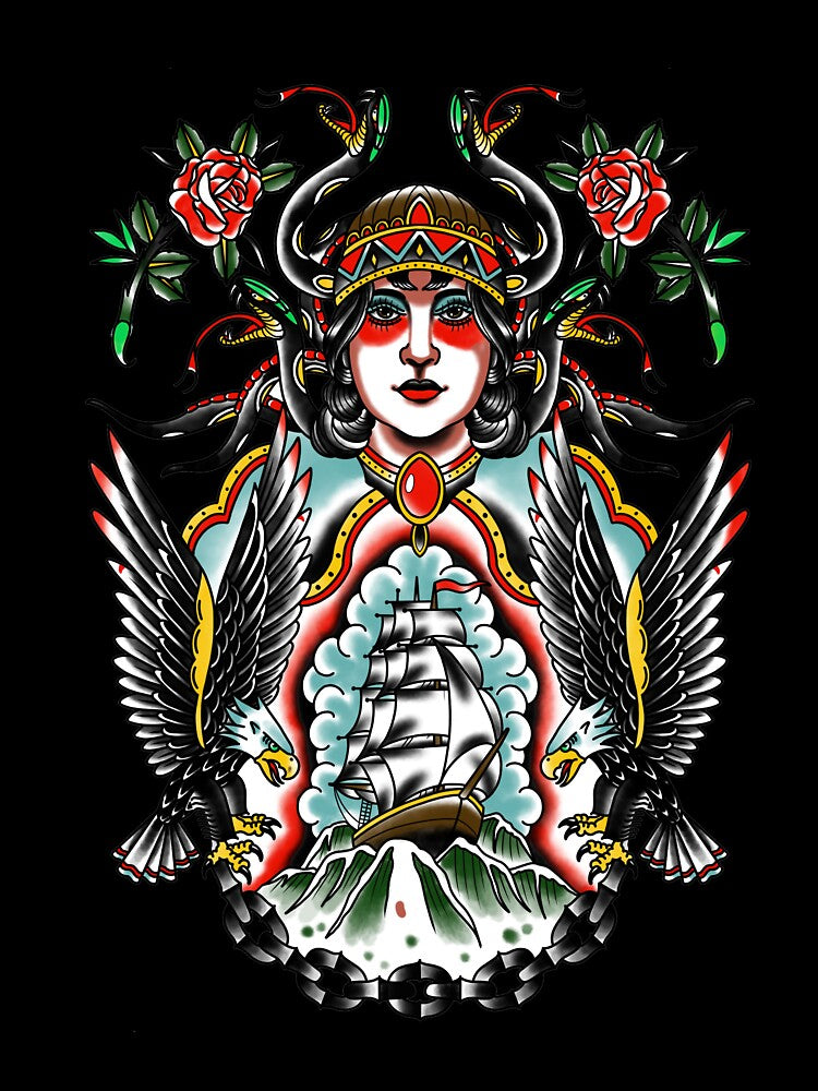 Traditional Tattoo Old School Medusa Tattoo by stephenjshaw