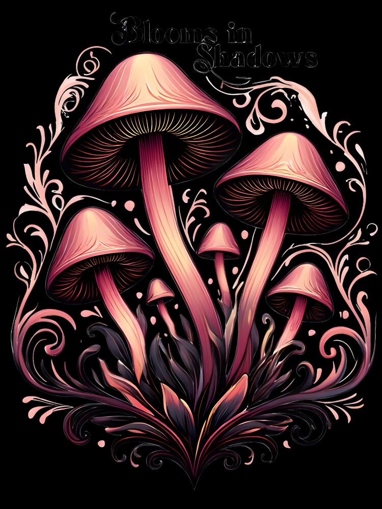 Blooms in Shadows - Whimsigoth Mushroom Art | Pastel Goth Botanical Print by AnnDesignStudio