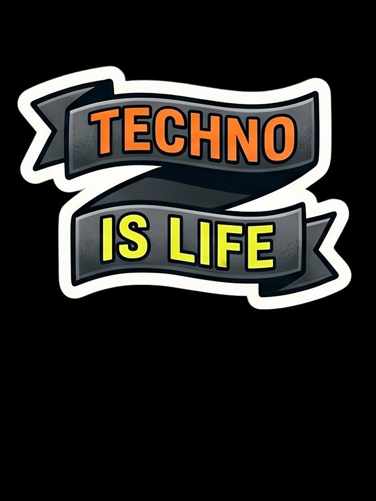 Techno Is Life Ribbon Banner - Rave Culture Quote by PixelsTelas