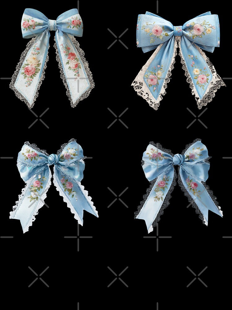 Mini Blue bows with pink flowers sticker pack by MendaciousMina