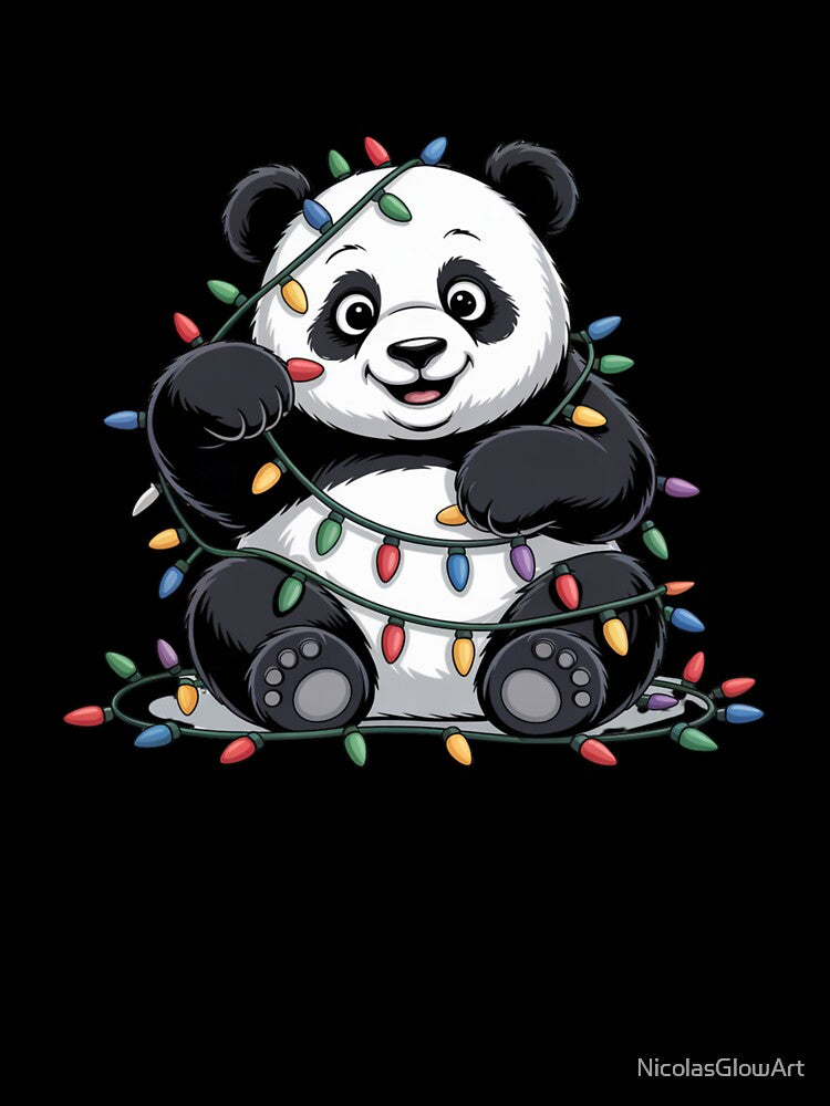 Panda Tangled in Lights by NicolasGlowArt
