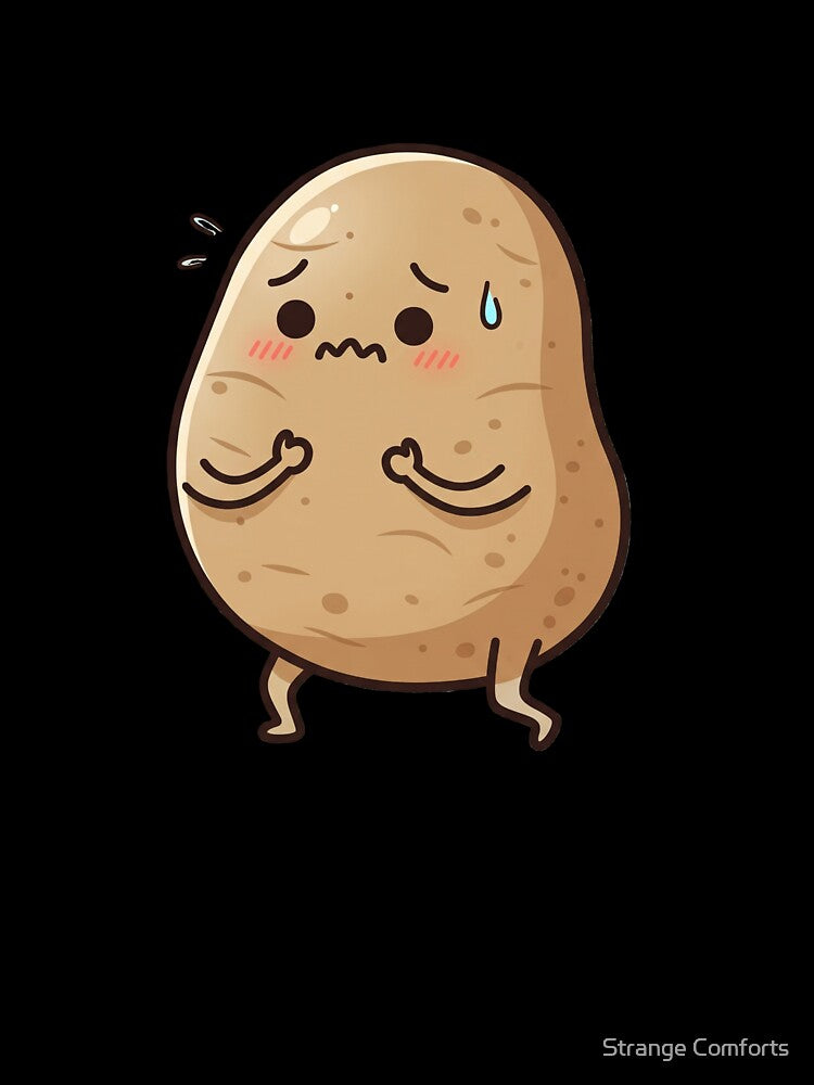 Worried Potato – Funny Anxiety Mascot Art Red by Strange Comforts