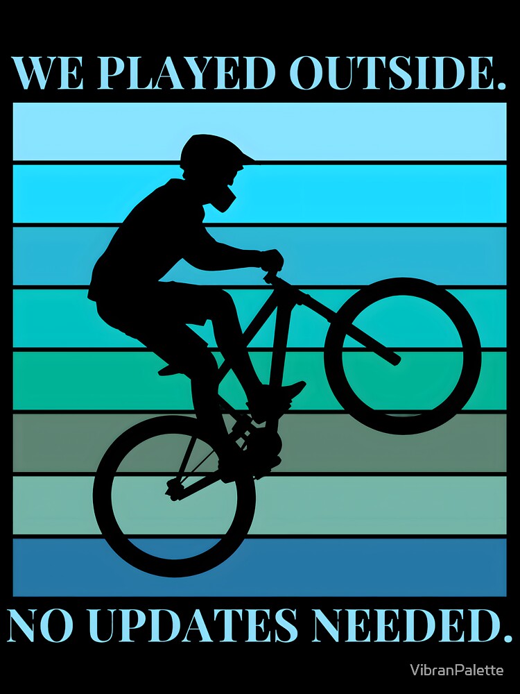 Retro Sunset Bicycle Silhouette: "We Played Outside" Nostalgic Design by VibranPalette