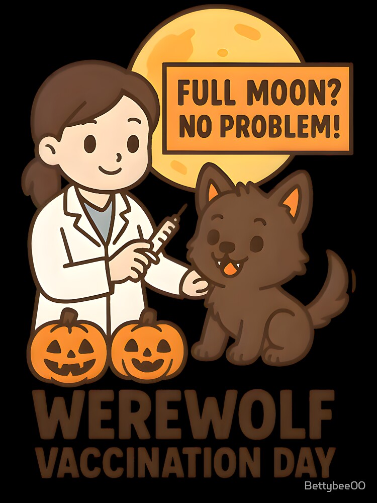 Werewolf Vaccination Day – Cute Halloween Veterinary Cartoon by Bettybee00