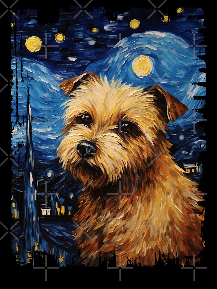 Funny Norfolk Terrier Starry Night Illustration Mom Dad Kids by rafaeltto