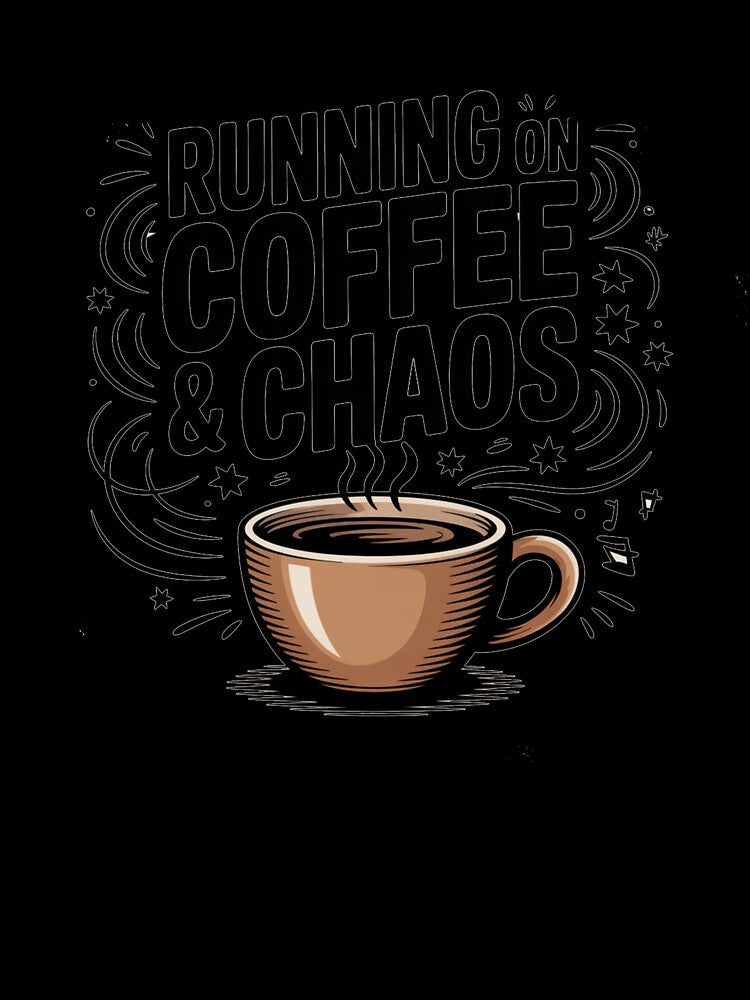 Funny “running on coffe &chaos” t-shirt for coffee lovers. Perfect gift for friends, coworkers, or baristas. Comfortable, casual, and full of humor. by KiciKi