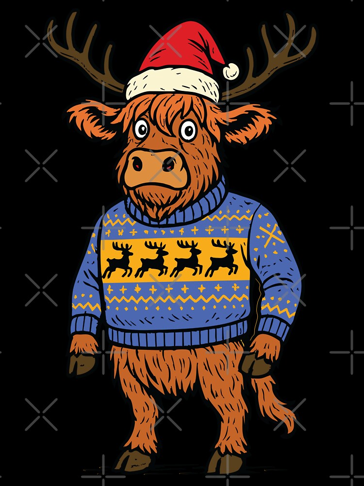 Cute Highland Christmas Cow Sticker Classic T-Shirt by BambaKchula