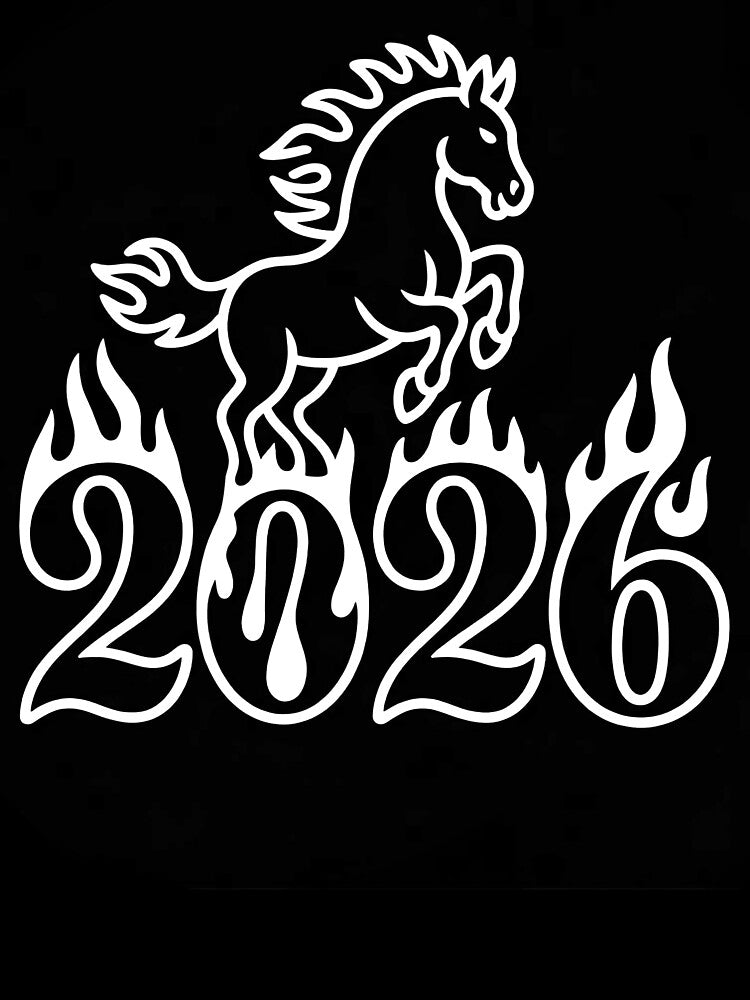 Flame Horse 2026 Symbol – Blackwork Illustration by NaturEdeN