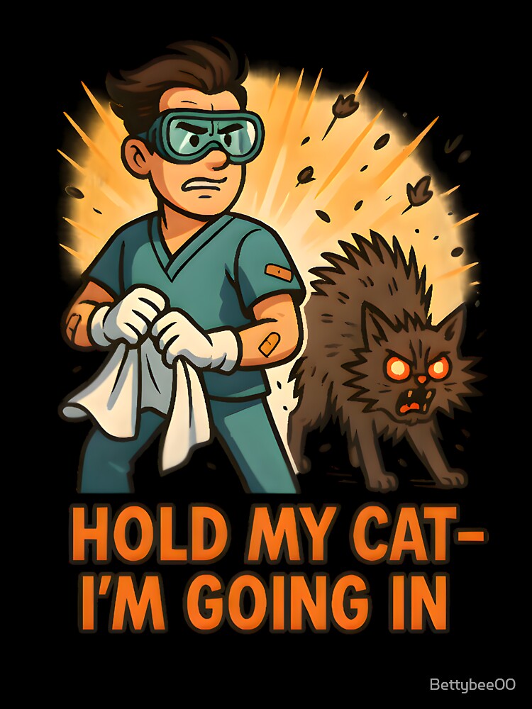 Hold My Cat — I’m Going In – Funny Cat Vet Humor Design by Bettybee00