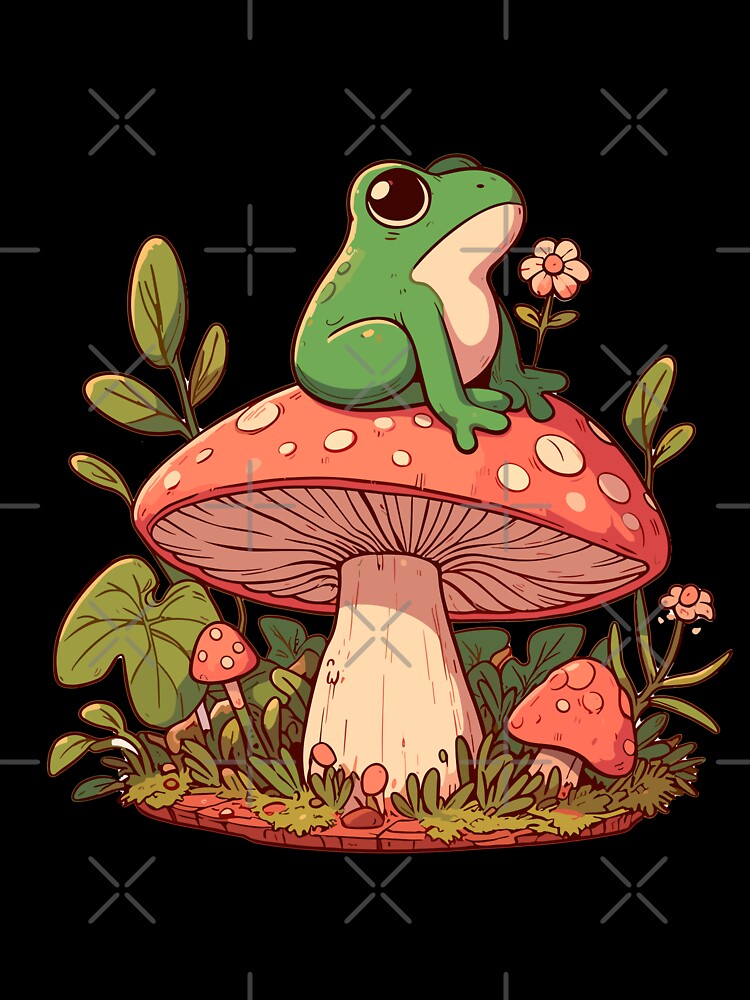 Frog on mushroom cute by GlobalDesigns-