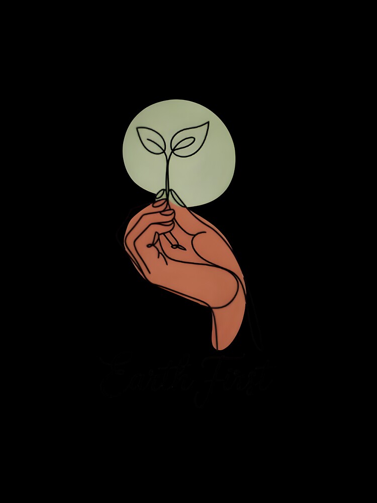 Earth First Minimalist Line Art - Aesthetic Sustainability Design by Mh87