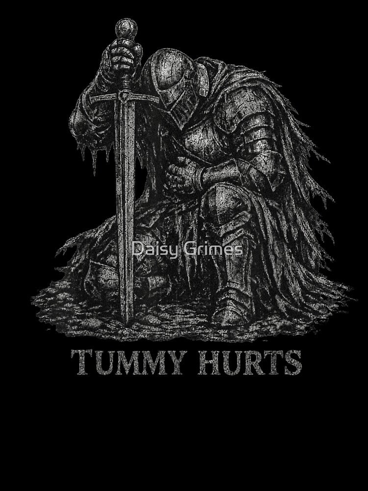 Tummy Hurts Dark Knight Mood Medieval Fantasy Humor by Daisy Grimes