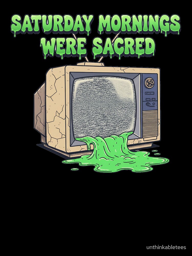 Retro Static 90s Cartoon Vibes - Saturday Mornings Were Sacred by unthinkabletees