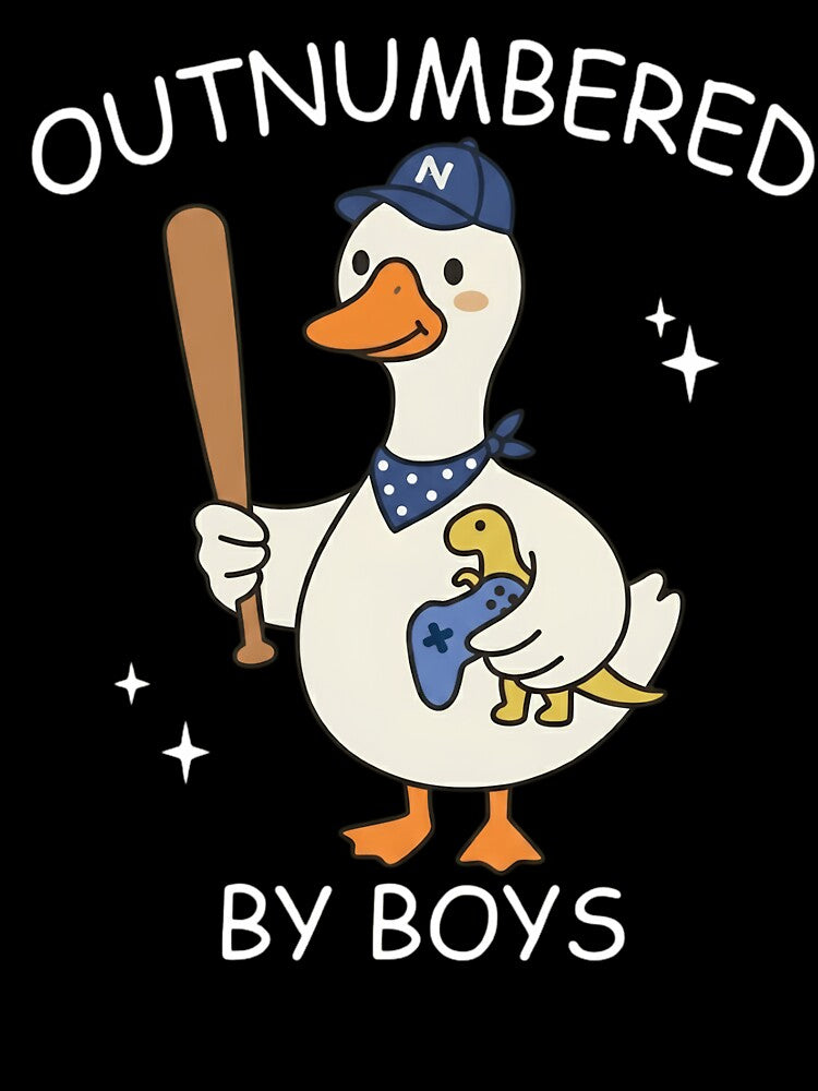 Outnumbered By Boys Cute Duck Baseball Gamer Dinosaur Mama by haitrieuic96
