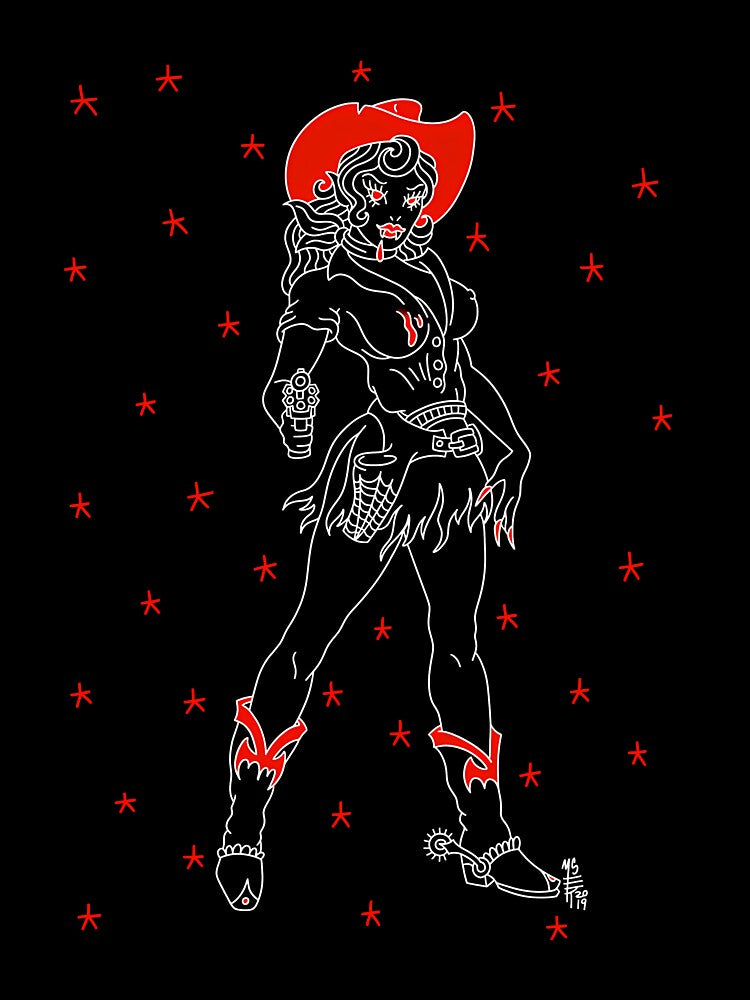 Pixel Art Vampire Cowgirl Retro Gaming Art by ylodecdtv11