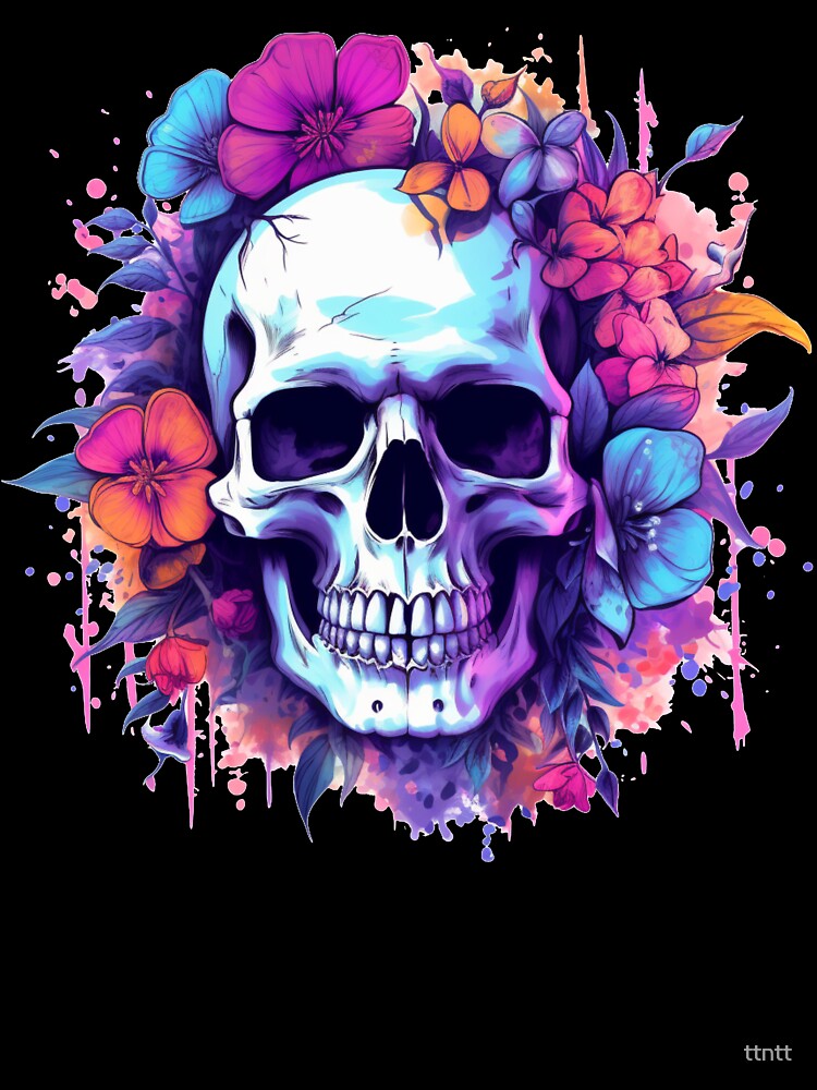 Skull with Flowers by ttntt