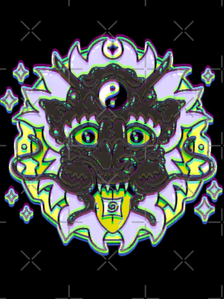 Psychedelic Demon Mask | Yin Yang Trippy Spirit Art by BoneandBloomCo