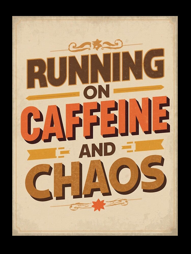 Running on Caffeine and Chaos | Funny Coffee Quote Shirt by Vividly-Red
