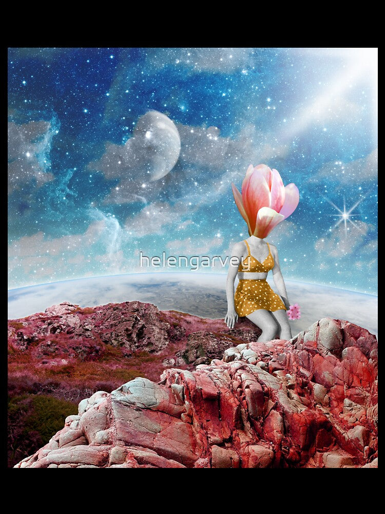 From my neck grew a flower, in retro space collage by helengarvey
