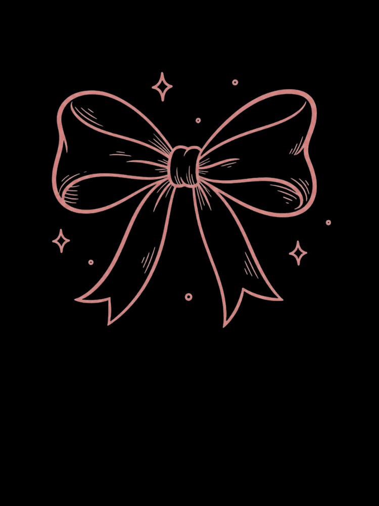 Cute Pink Bow Aesthetic Minimal Line Art Ribbon Design by LunaVales