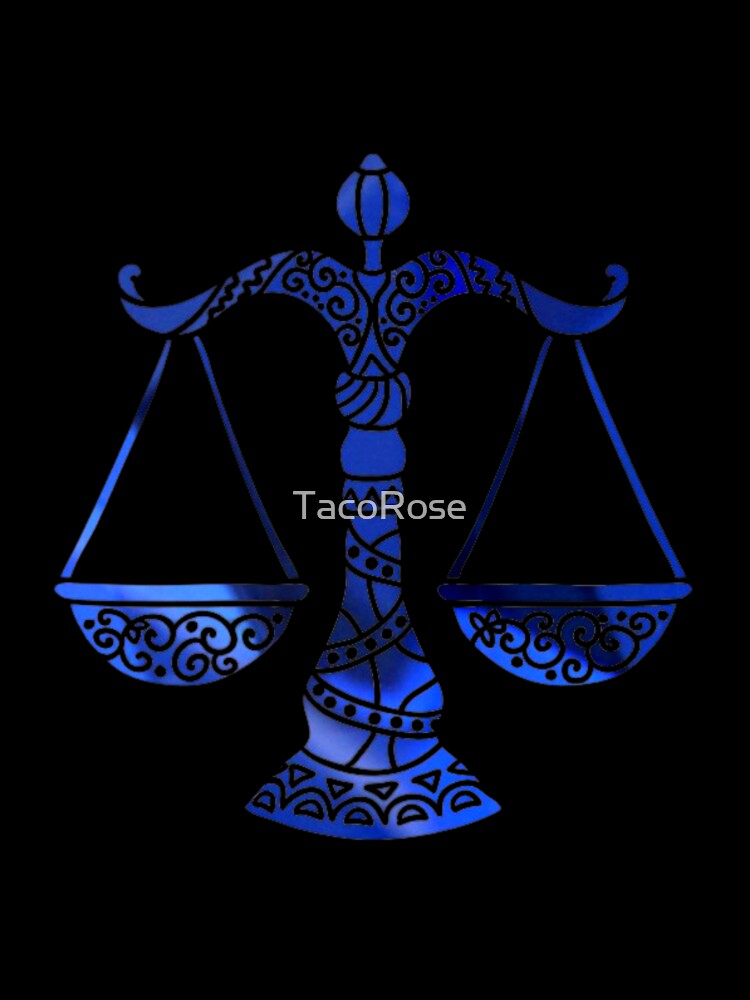 Libra Zodiac Symbol Silhouette Design With September Birthstone Sapphire Background by TacoRose