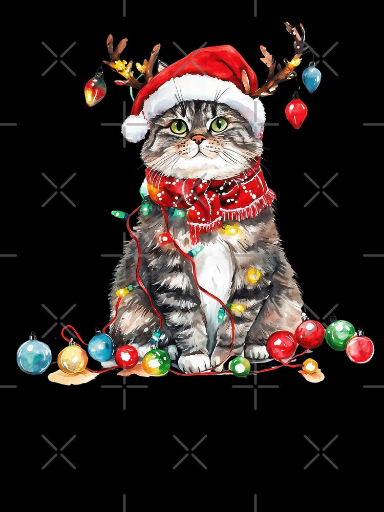 Watercolor Cat Christmas Tree by Sromwit Bunrid