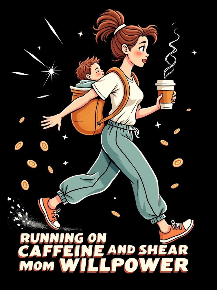 Running on Caffeine Mom Willpower Funny Retro Design by Junkie-Worx