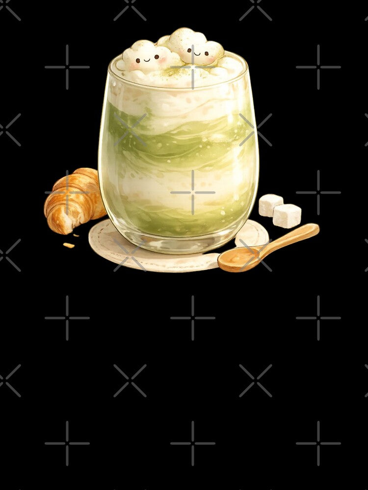 Cute Matcha Latte Kawaii Café Illustration by MeghannsMinimalMeals