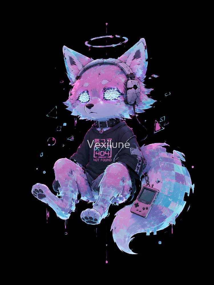 Cyber Fox Dreamcore Vaporwave Glitch Aesthetic by Vexilune