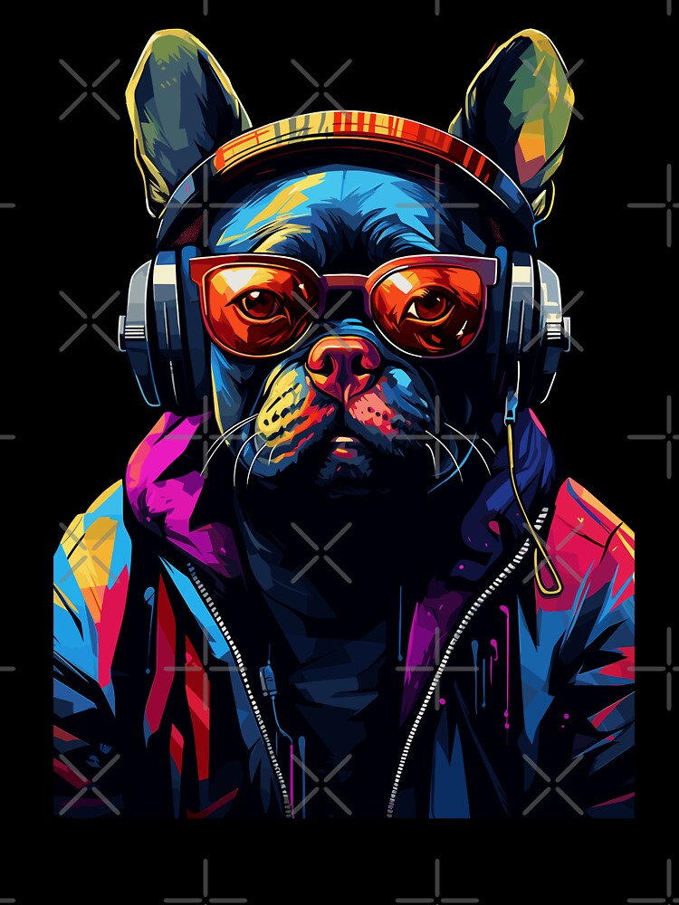 Bulldog With Headphones by DominDesigns