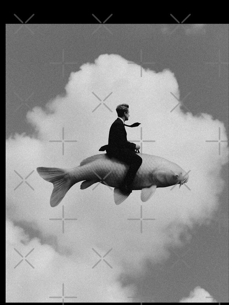Riding the Impossible | Surreal Dream Collage Art | Black & White Fantasy by Grind107