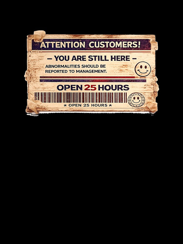 Attention Customers – You Are Still Here | Liminal Horror Sticker by Open25Hours