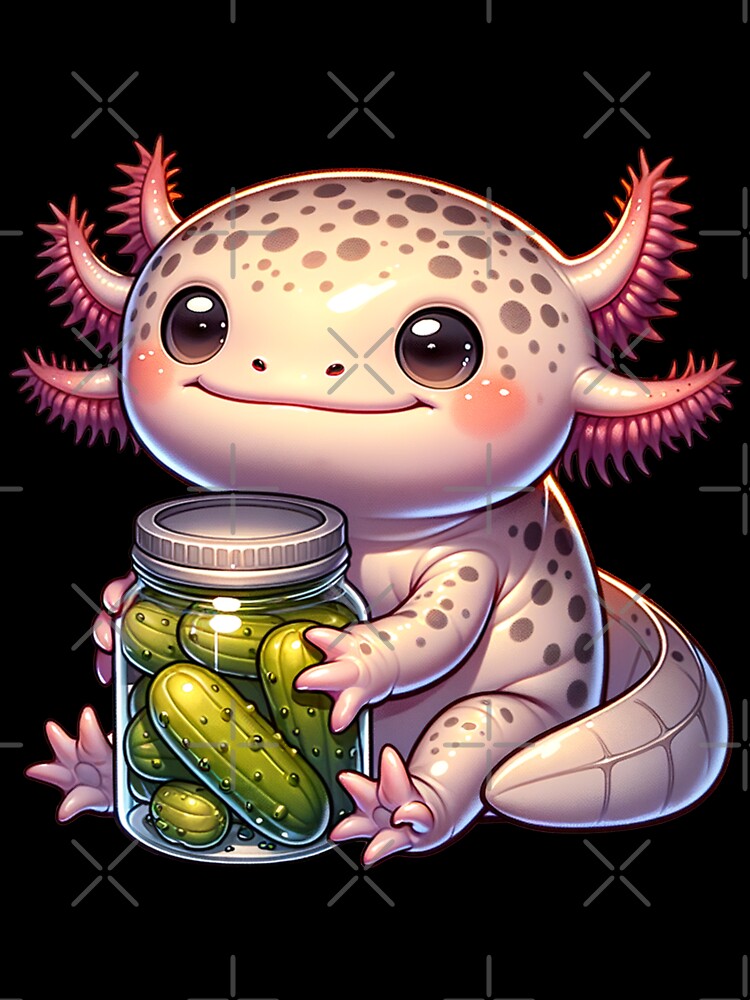 Cute Axolotl With Pickles. Funny Axolotl And Pickles Lover by ahmed2751989