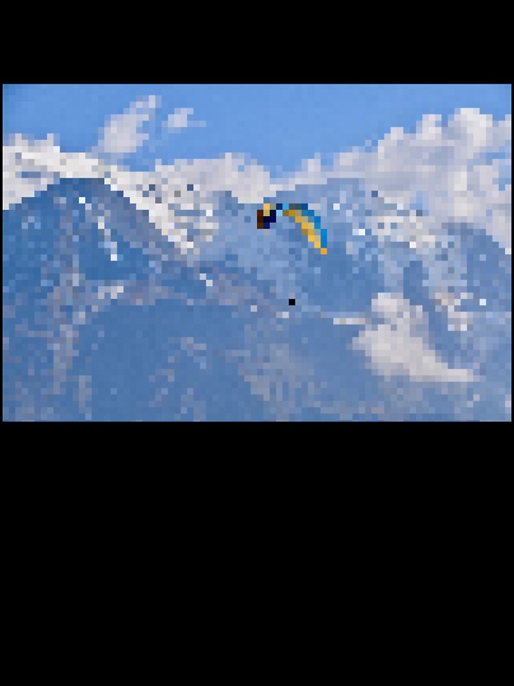 Pixelated Paraglider & Snowy Mountain Scene by Potato Quality Prints