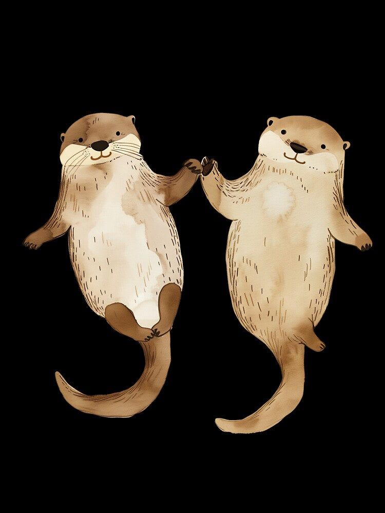 Otters holding hands by mosfunky