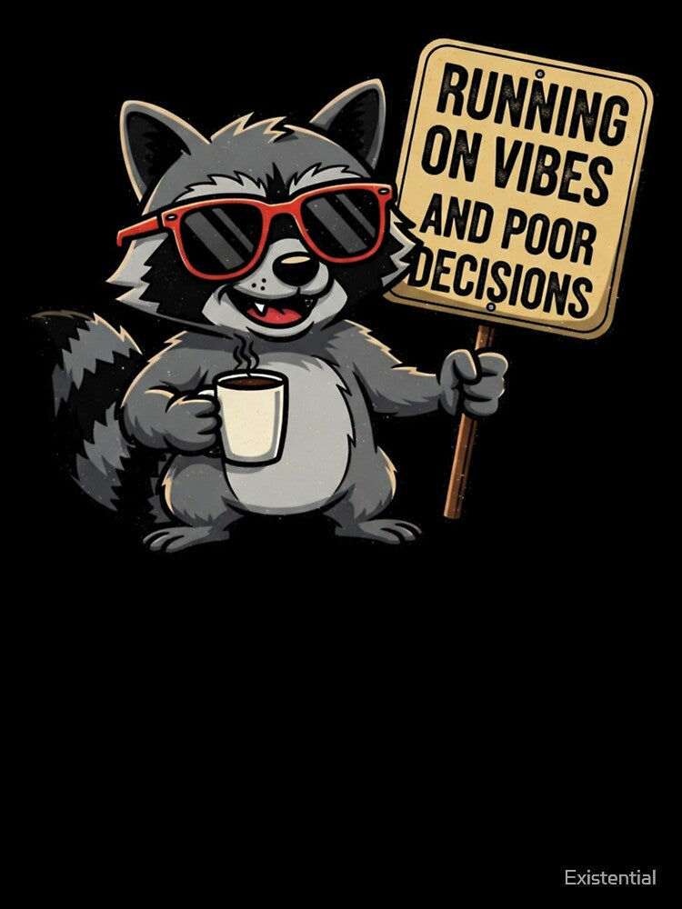 Running on Vibes and Poor Decisions Funny Raccoon Meme by  Existential