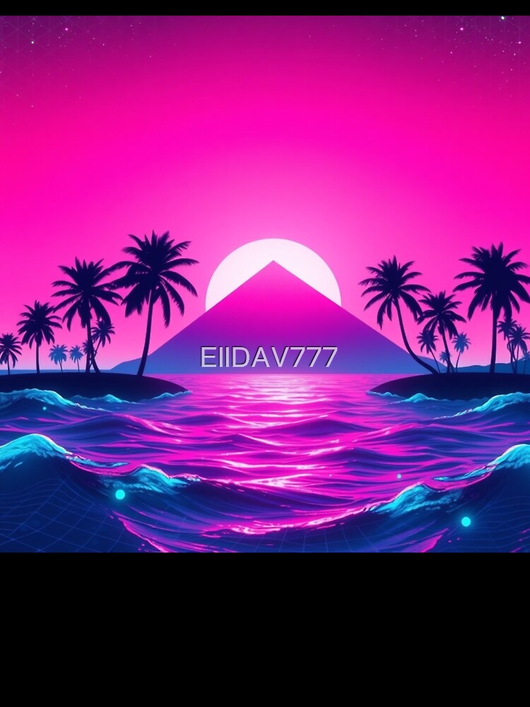 Synthwave Sunset Island Vaporwave Aesthetic Art Print by EllDAV777