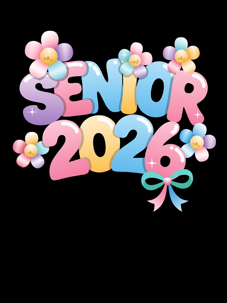 Senior 2026 Retro Bubble Letter Floral Aesthetic by pixelspaperslab