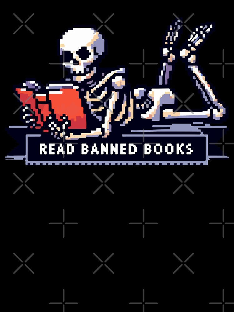 Read Banned Books Skeleton Pixel Art by TomFrontierArt