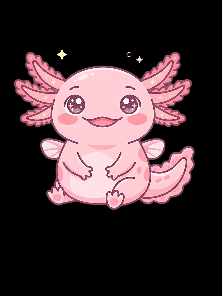 Cute Kawaii Axolotl Pastel Pink Chibi Sticker Art by LYZ7VANI