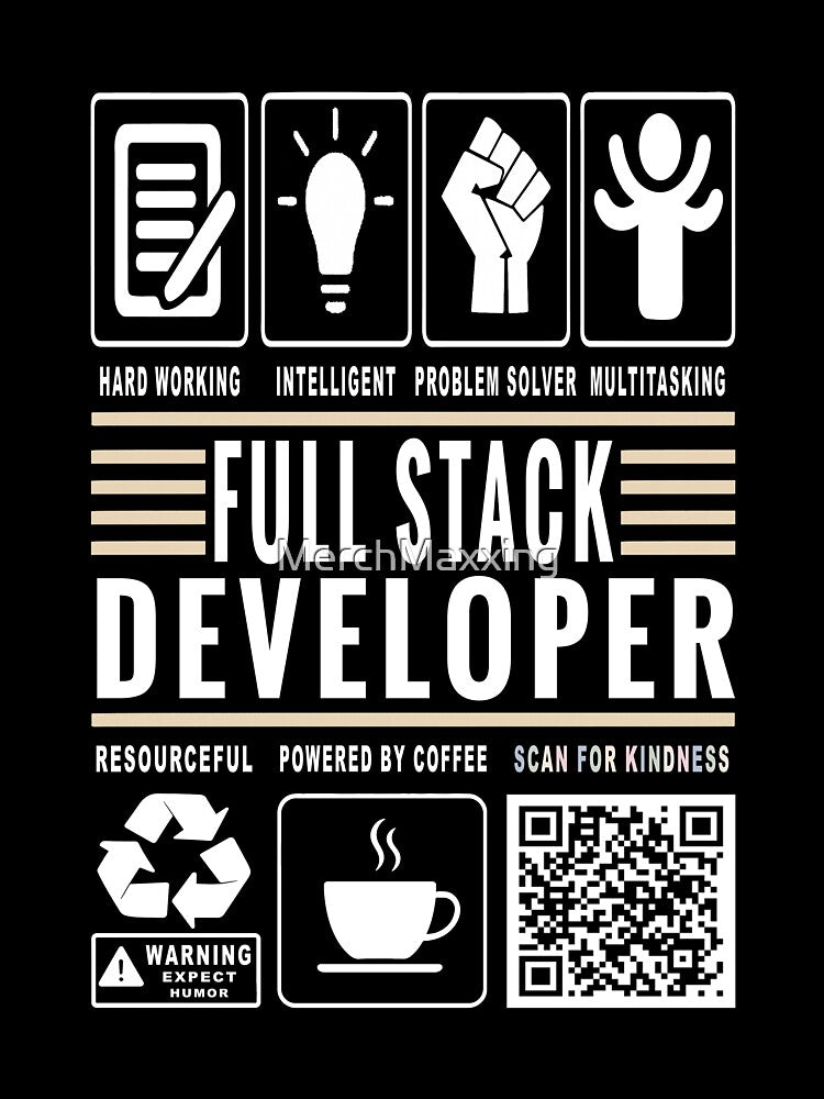 Funny Full Stack Developer Job Description Icons QR Code by MerchMaxxing