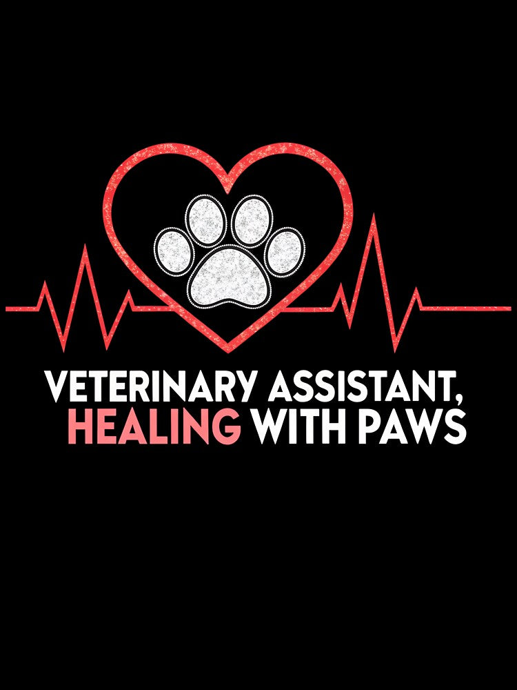 Veterinary Assistant Heartbeat Paw Print – Healing with Paws Vet Tech Design by VividOrganica