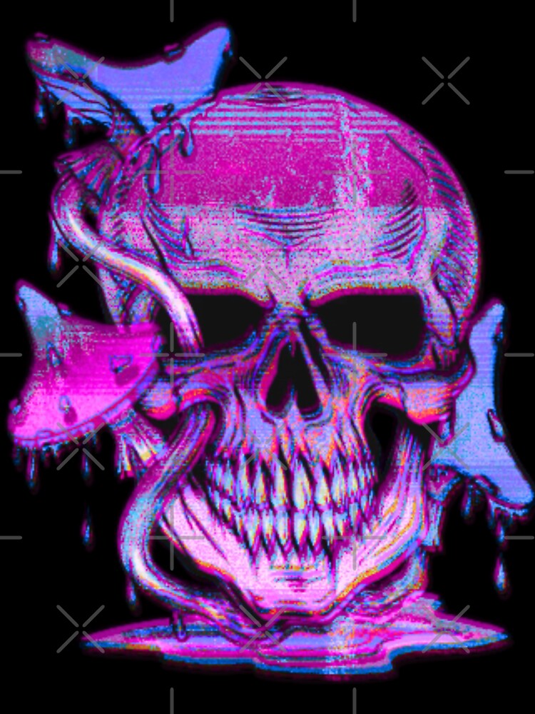 Mushroom Skull Melt | Psychedelic Fungi Trippy Art by BoneandBloomCo