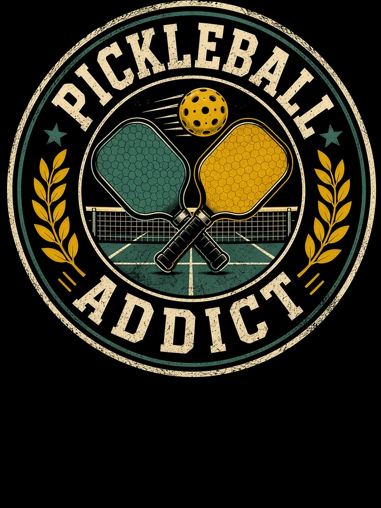 Vintage Pickleball Addict Retro Badge | Pickleball Paddle Sports Design by Bisonia