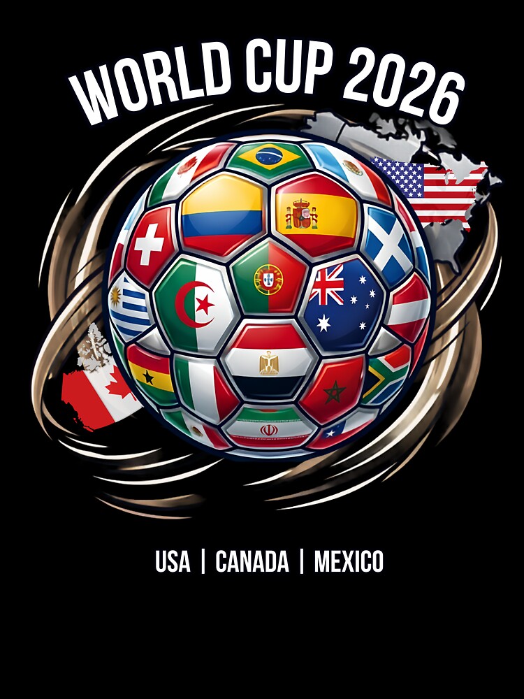 World Cup 2026 Soccer Ball Flags T-Shirt | USA Canada Mexico Host Nations Football Fan Tee by Tee-Aura