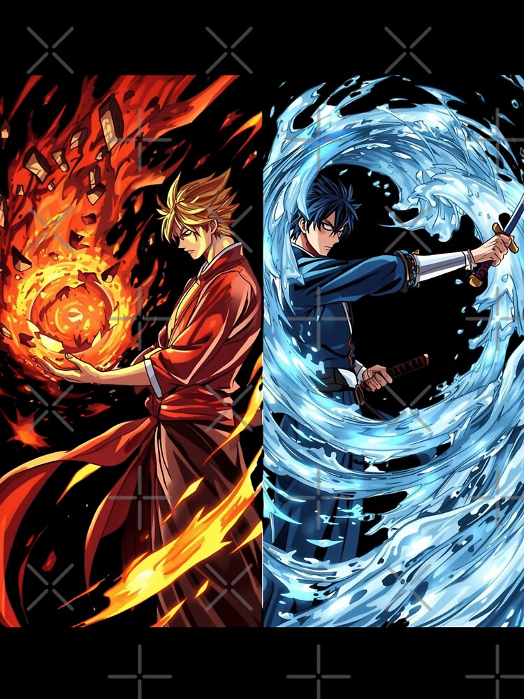 Volcanic Fire and Spiral Water Anime Warrior Duel by Animepopstudio