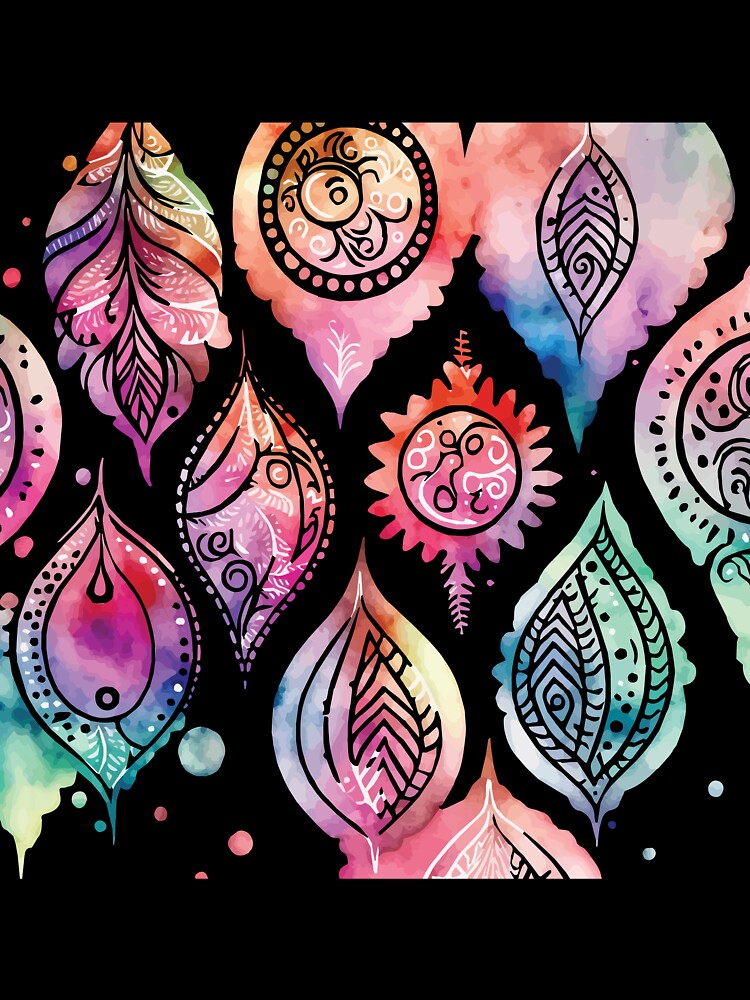 A Bohemian Feather Pastel Watercolor Print - Boho Chic Patterns by GVRDesign